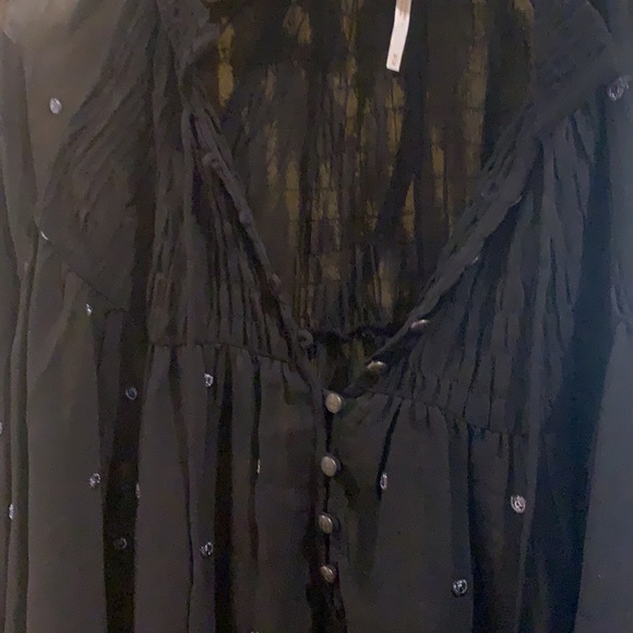 Sheer black peasant top. Embellished. - Picture 2 of 4